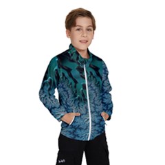 Creative Wing Abstract Texture River Stream Pattern Green Geometric Artistic Blue Art Aqua Turquoise Kids  Windbreaker