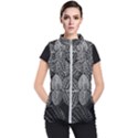 Black And White Plant Leaf Flower Pattern Line Black Monochrome Material Circle Spider Web Design Women s Puffer Vest View1