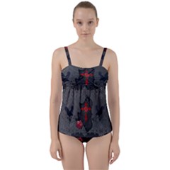 The Crows With Cross Twist Front Tankini Set by FantasyWorld7