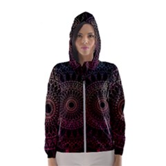 Mandala Fractal Pattern Women s Hooded Windbreaker