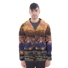 Fractal Cg Computer Graphics Sphere Fractal Art Water Organism Macro Photography Art Space Earth  Men s Hooded Windbreaker