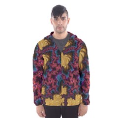 Creative Abstract Structure Texture Flower Pattern Black Material Textile Art Colors Design  Men s Hooded Windbreaker
