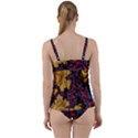 Creative Abstract Structure Texture Flower Pattern Black Material Textile Art Colors Design  Twist Front Tankini Set View2