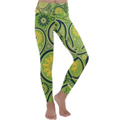 Texture Leaf Pattern Line Green Color Colorful Yellow Circle Ornament Font Art Illustration Design  Kids  Lightweight Velour Classic Yoga Leggings by Vaneshart