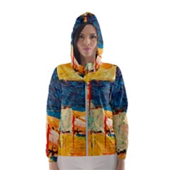 Abstract Painting Acrylic Paint Art Artistic Background Women s Hooded Windbreaker