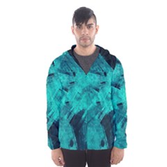 Background Texture Pattern Blue Men s Hooded Windbreaker by Wegoenart