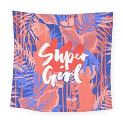 Tropical Super Girl Square Tapestry (large) by walala