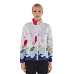 Mountain Sun Japanese Illustration Winter Jacket