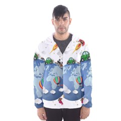 Earth Rocket Vector Earth Men s Hooded Windbreaker