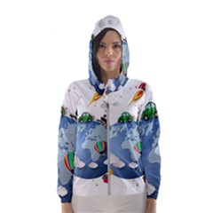 Earth Rocket Vector Earth Women s Hooded Windbreaker by Vaneshart