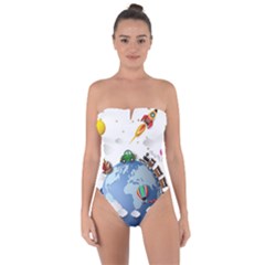 Earth Rocket Vector Earth Tie Back One Piece Swimsuit by Vaneshart