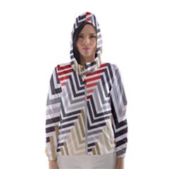 Abstract Colorful Geometric Pattern Women s Hooded Windbreaker