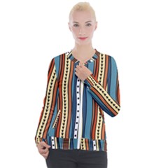 Stripes Hand Drawn Tribal Colorful Background Pattern Casual Zip Up Jacket