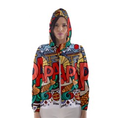 Earthquake And Tsunami Drawing Japan Illustration Women s Hooded Windbreaker