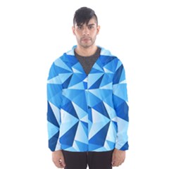 Triangles Abstract Blue Men s Hooded Windbreaker