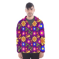 Flowers Patterns Multicolored Vector Men s Hooded Windbreaker