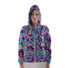 Ripple Motley Colorful Spots Abstract Women s Hooded Windbreaker