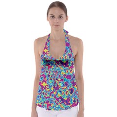 Ripple Motley Colorful Spots Abstract Babydoll Tankini Top by Vaneshart