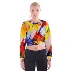 Abstract Lines Shapes Colorful Cropped Sweatshirt