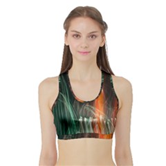 Fireworks Salute Sparks Abstract Lines Sports Bra With Border