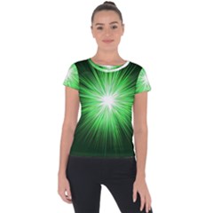 Green Blast Background Short Sleeve Sports Top  by Mariart