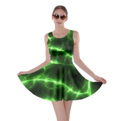 Lightning Electricity Pattern Green Skater Dress by Alisyart