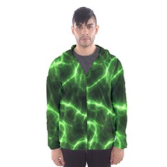 Lightning Electricity Pattern Green Men s Hooded Windbreaker by Alisyart