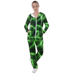 Lightning Electricity Pattern Green Women s Tracksuit by Alisyart
