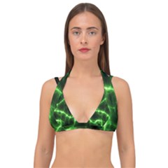 Lightning Electricity Pattern Green Double Strap Halter Bikini Top by Alisyart