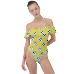 English Breakfast Yellow Pattern Mint Ombre Frill Detail One Piece Swimsuit by snowwhitegirl