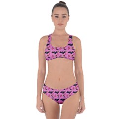 Bat Rose Lips Pink Pattern Criss Cross Bikini Set