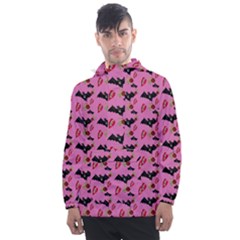 Bat Rose Lips Pink Pattern Men s Front Pocket Pullover Windbreaker