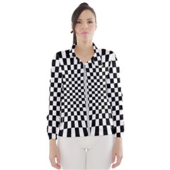 Illusion Checkerboard Black And White Pattern Women s Windbreaker