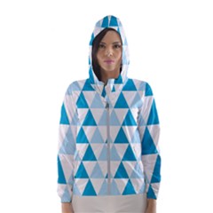 Abstract Modern Background Blue Women s Hooded Windbreaker