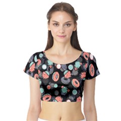 Seamless Sweets Background Short Sleeve Crop Top by Vaneshart