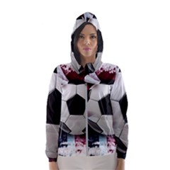 Soccer Ball With Great Britain Flag Women s Hooded Windbreaker