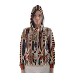 Feathers Birds Vintage Art Women s Hooded Windbreaker