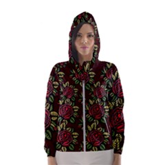 Flower Seamless Tile Background Women s Hooded Windbreaker