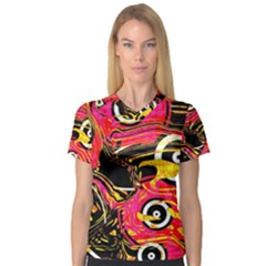 Abstract Clutter V-neck Sport Mesh Tee