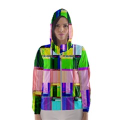 Glitch Art Abstract Women s Hooded Windbreaker