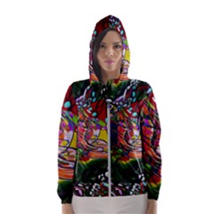 Seamless Abstract Background Red Women s Hooded Windbreaker