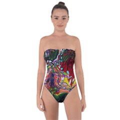 Seamless Abstract Background Red Tie Back One Piece Swimsuit