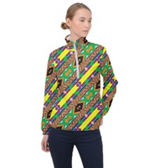 Diagonal Stripes                                            Women Half Zip Windbreaker