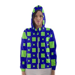 Squares Grid Seamless Women s Hooded Windbreaker