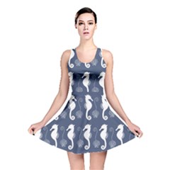 Seahorse Shell Pattern Reversible Skater Dress