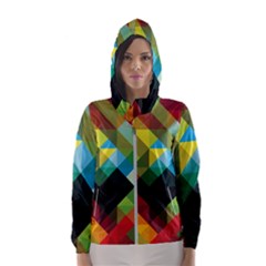 Pattern Colorful Geometry Abstract Wallpaper Women s Hooded Windbreaker