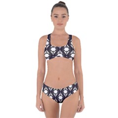 Abstract Seamless Pattern Graphic Black Criss Cross Bikini Set by Vaneshart