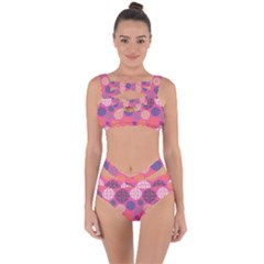 Abstract Seamless Pattern Graphic Pink Bandaged Up Bikini Set 