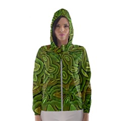 Background Abstract Green Women s Hooded Windbreaker