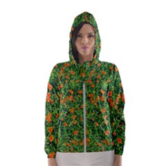 Carnations Flowers Seamless Women s Hooded Windbreaker